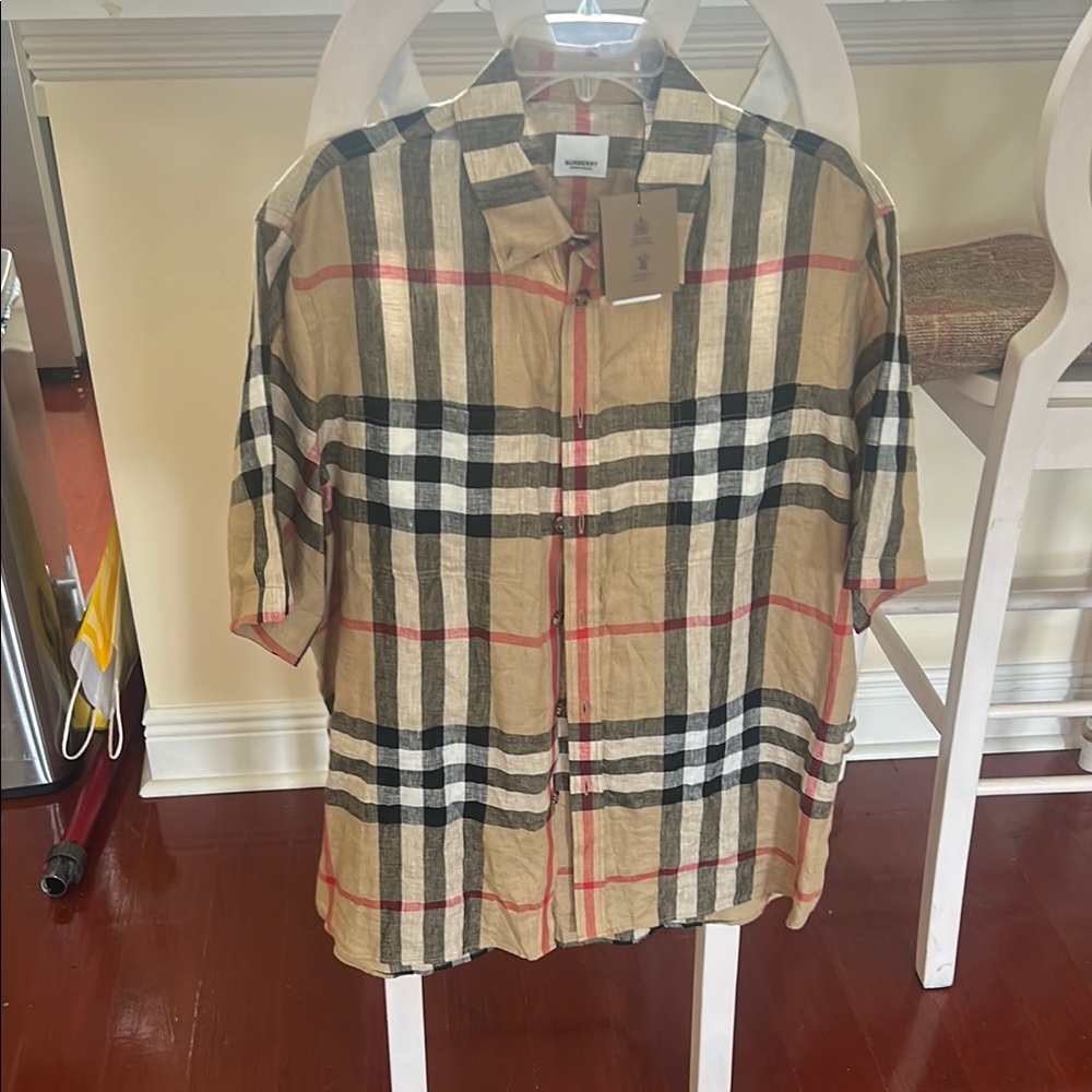 Burberry Beige and Black Checkered Shirt